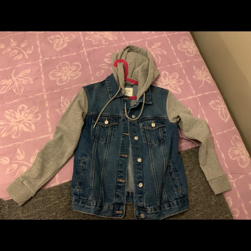 New denim with hood jacket